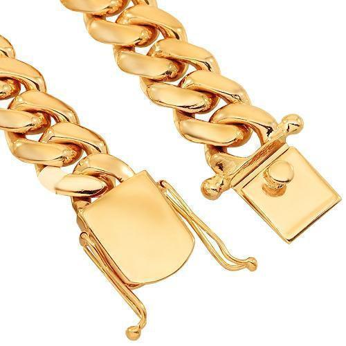 14K Yellow Gold Mens Cuban Chain 14.5 mm (H440)