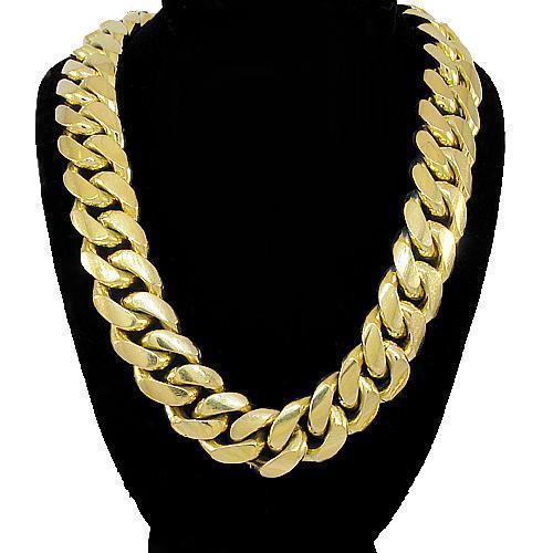 14K Yellow Gold Mens Cuban Link Chain 13 mm