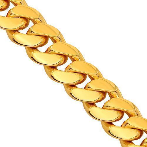 14K Yellow Gold Mens Cuban Link Chain 8 mm