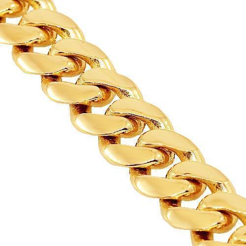 14K Yellow Gold Mens Cuban Link Chain 8 mm