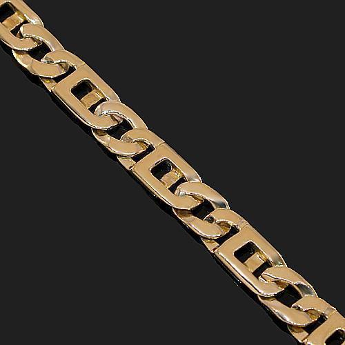 14K Yellow Gold Mens Fancy Tiger Eye Link Chain 7 mm