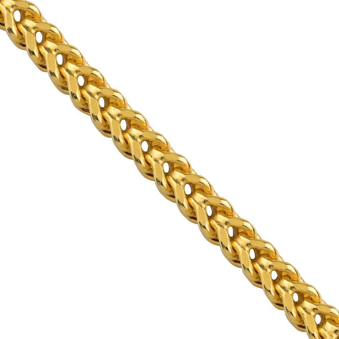 Men's 14k Yellow Gold Solid Franco Chain Bracelet