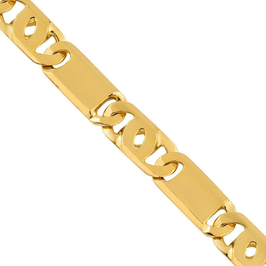 14K Yellow Gold Mens Handmade Tiger Eye Chain 8 mm