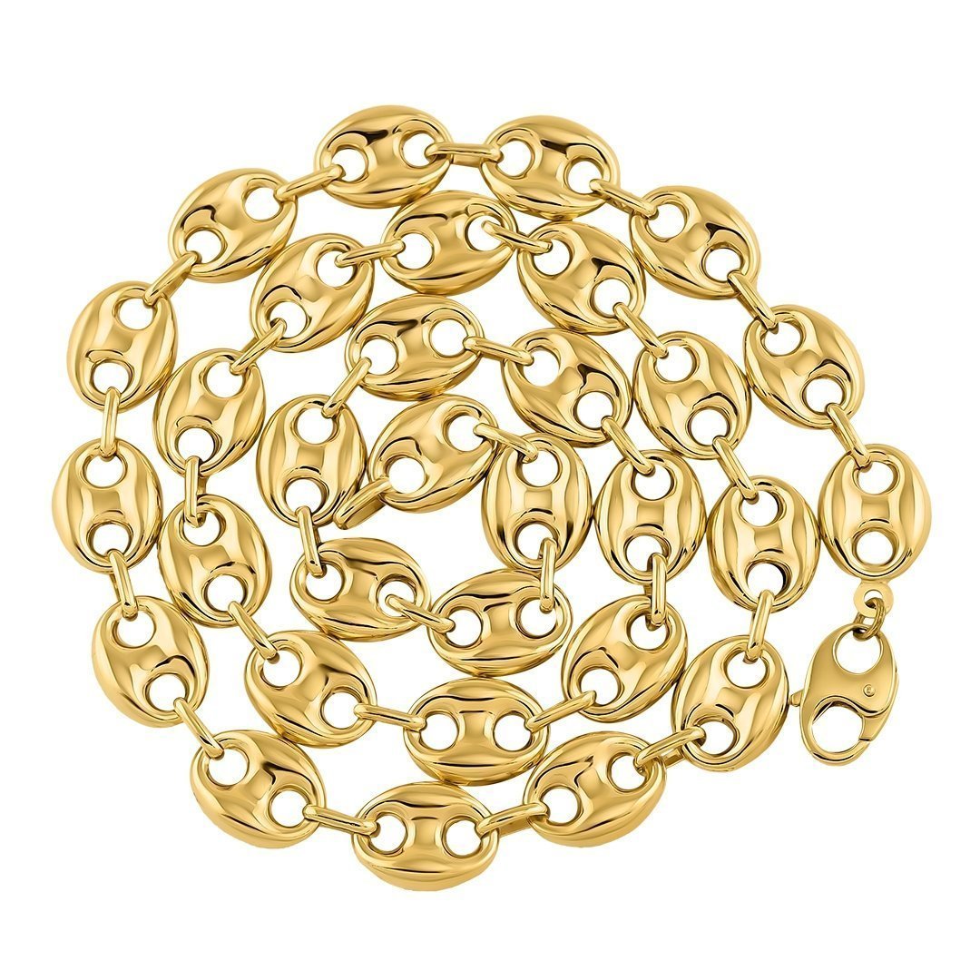 14k Yellow Gold Puff Link Chain 12.25 mm