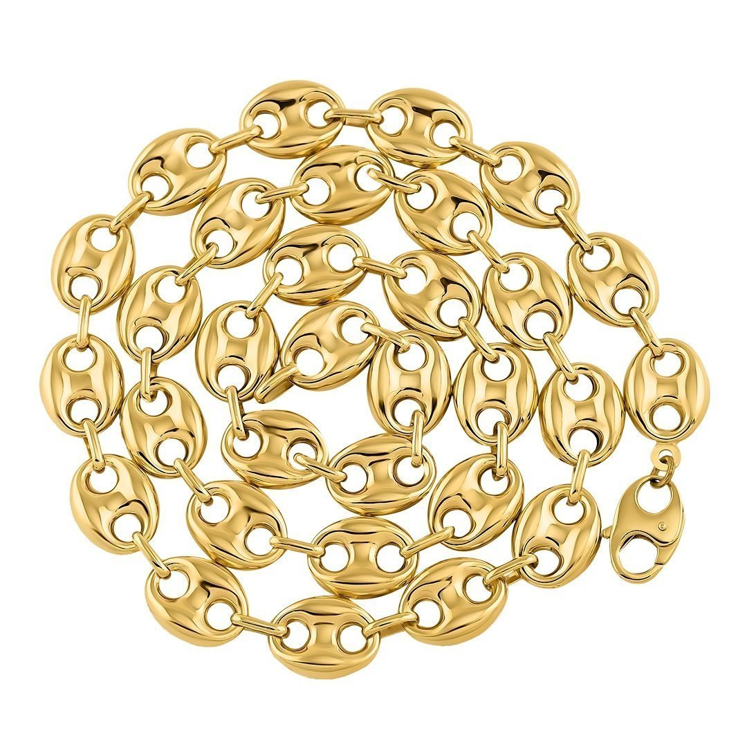 14k Yellow Gold Anchor Puff Link Chain mm – Avianne Jewelers