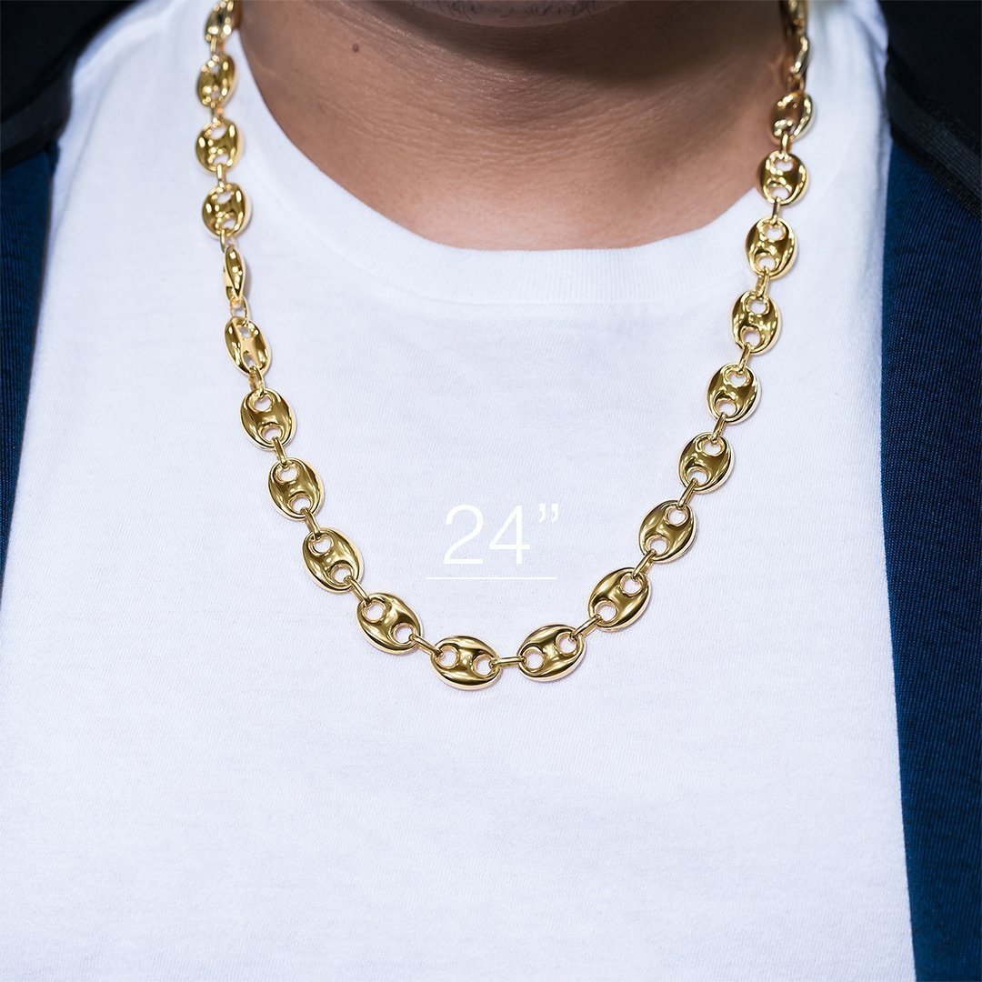 14k Yellow Gold Puff Link Chain 12.25 mm
