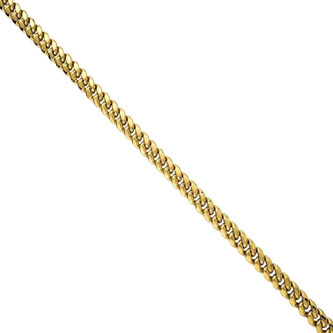 14k Yellow Gold Semi-Solid Cuban Link Chain 6.5 mm