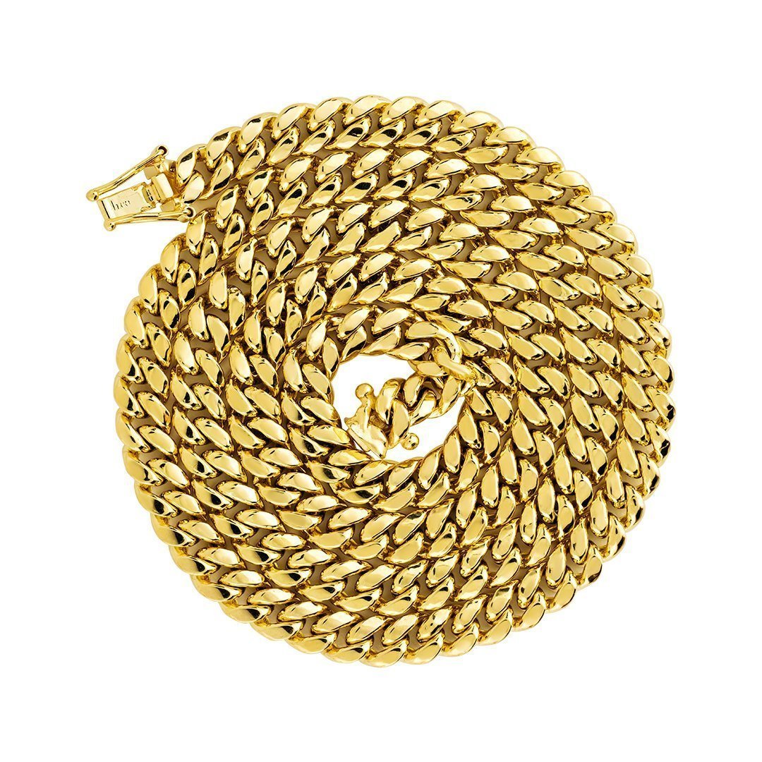 14k Yellow Gold Semi-Solid Cuban Link Chain 6.5 mm