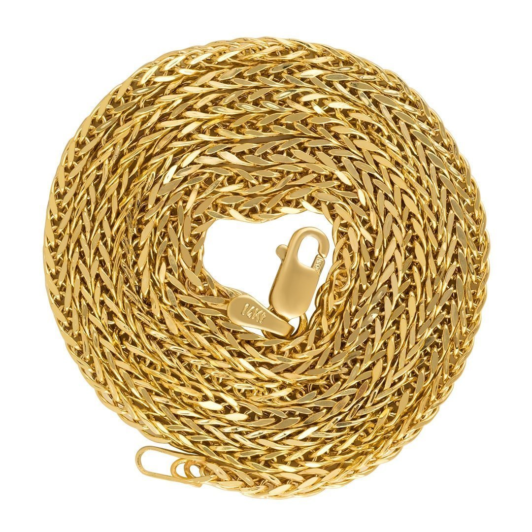 14K Yellow Gold Spiga Wheat Chain 2 mm