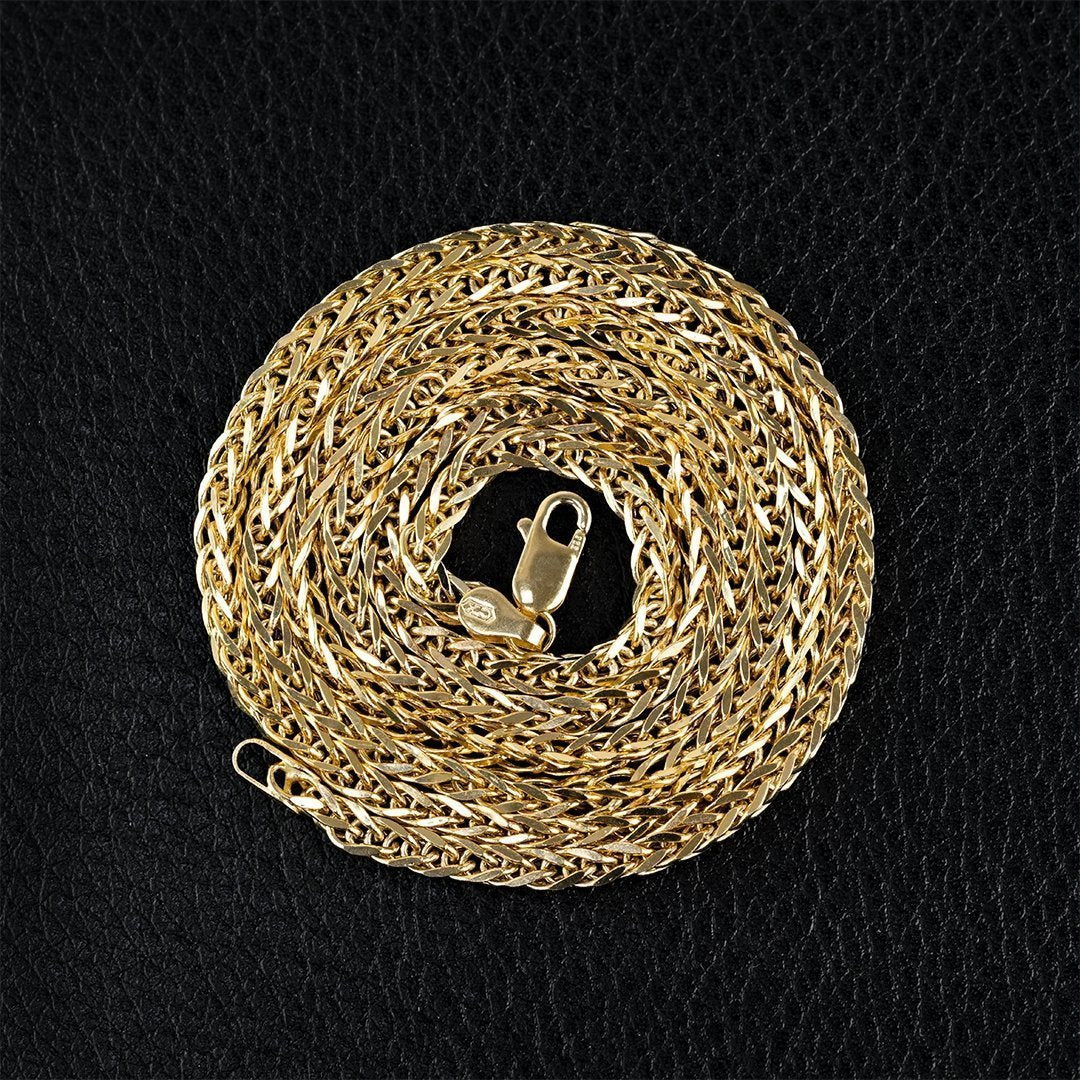 14k Yellow Gold Wheat Spiga Chain 3.5 mm