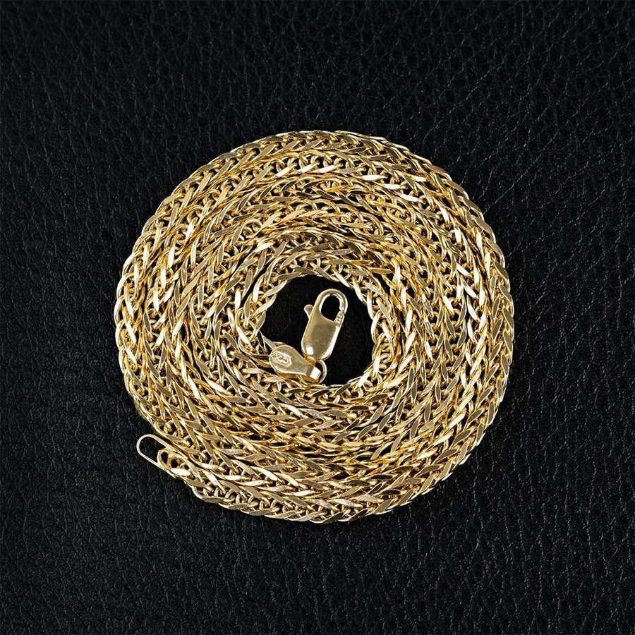 14k Yellow Gold Wheat Spiga Chain 3.5 mm
