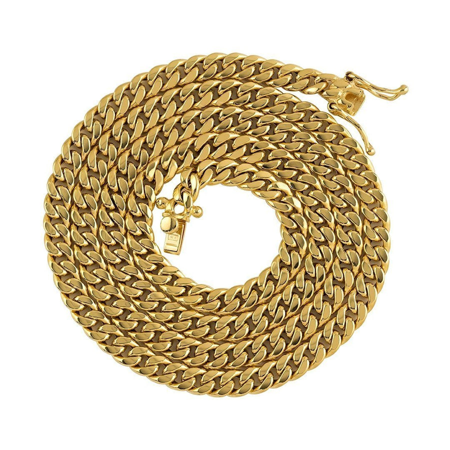 14k Yellow Hollow Gold Cuban Link Chain 5.5 mm