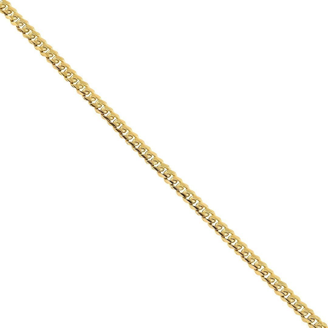 14K Yellow Solid Gold Cuban Chain 3 mm