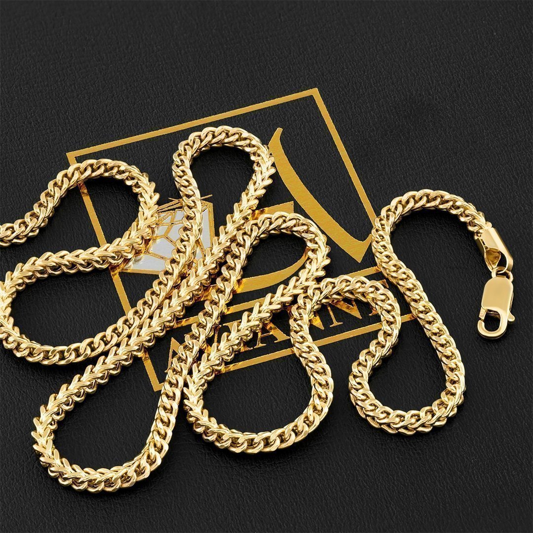 14K Yellow Solid Gold Franco Chain 3 mm