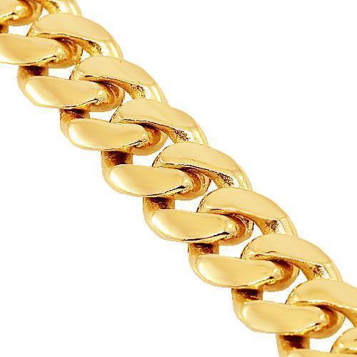14K Yellow Solid Gold Mens Cuban Chain 12 mm