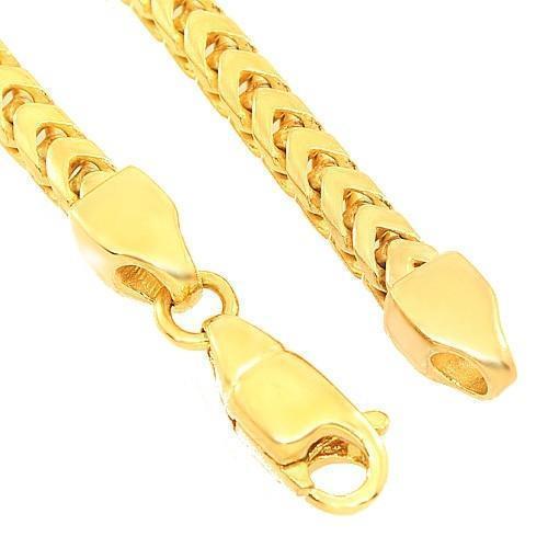 6mm CZ Diamond Clasp Gold Steel Franco Chain (24 Inches) 30 Inches