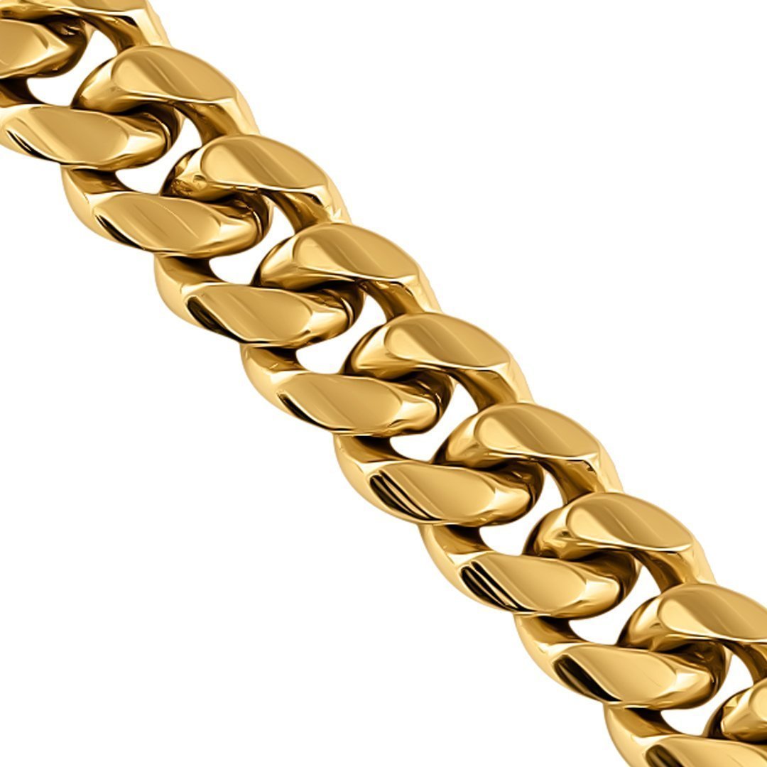 14k Yellow Solid Gold Miami Cuban Chain 9 mm