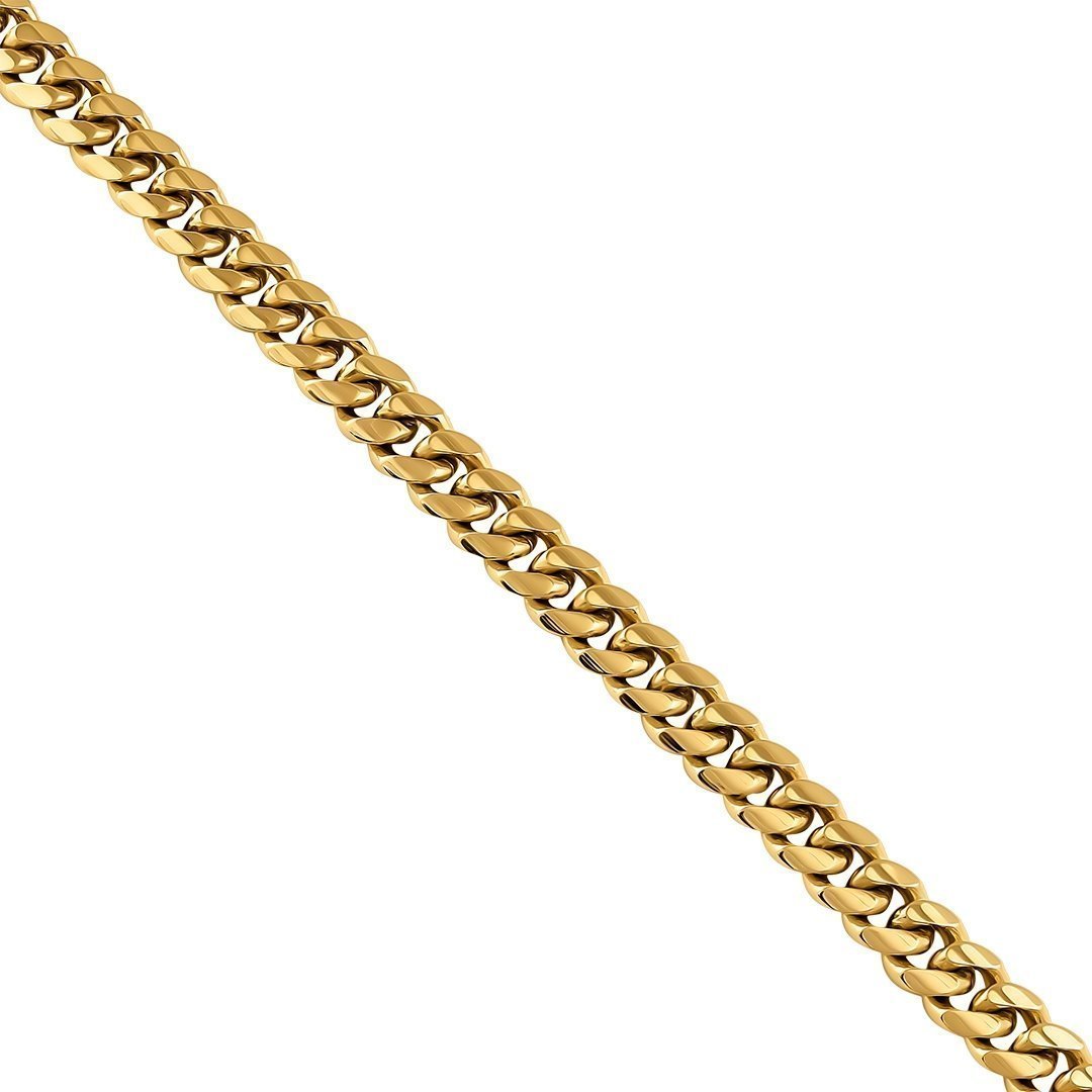 14k Yellow Solid Gold Miami Cuban Chain 9 mm