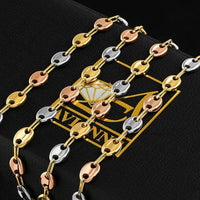 Thumbnail for 18K Three-tone Gold Puff Link Chain 6 mm