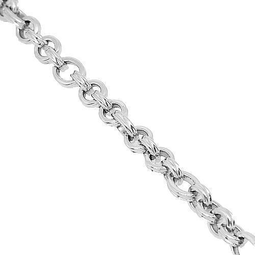 18K White Gold Mens Fancy Chain 4 mm