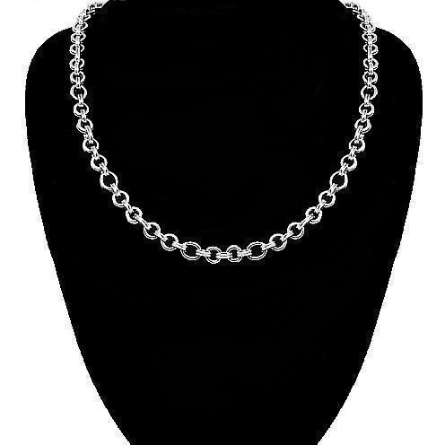 18K White Gold Mens Fancy Chain 4 mm