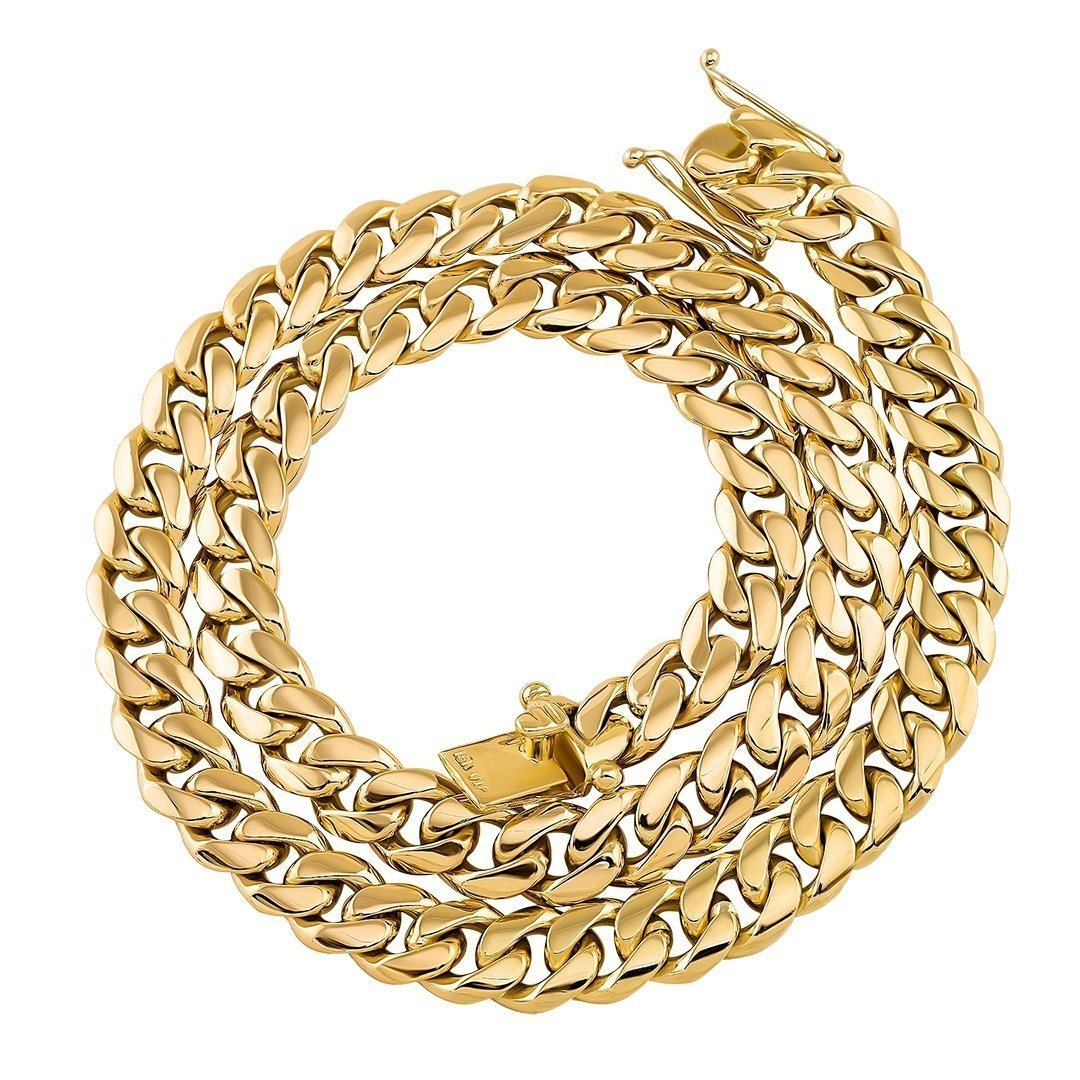 18k Yellow Gold Cuban Link Chain 10.5 mm