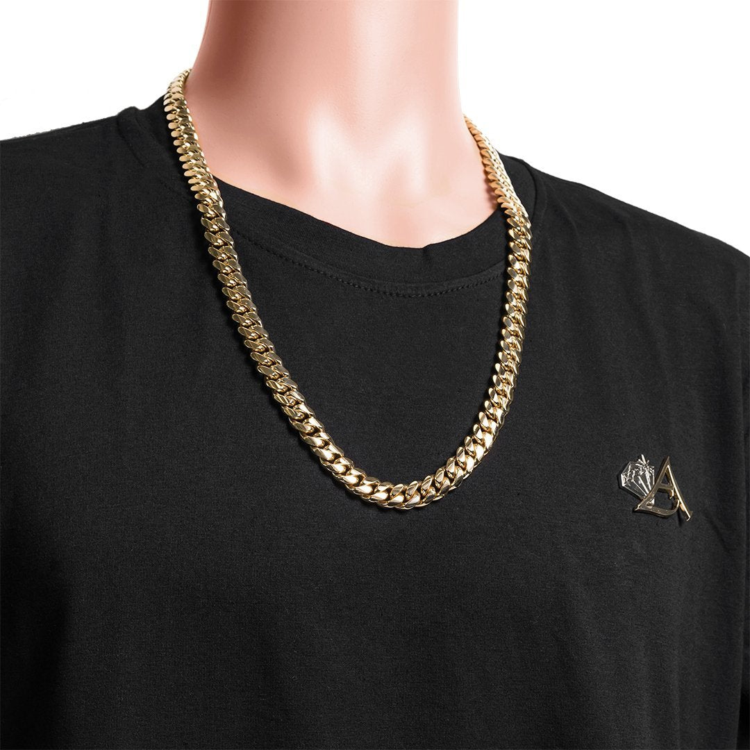 18k Yellow Gold Miami Cuban Link Chain 11 mm