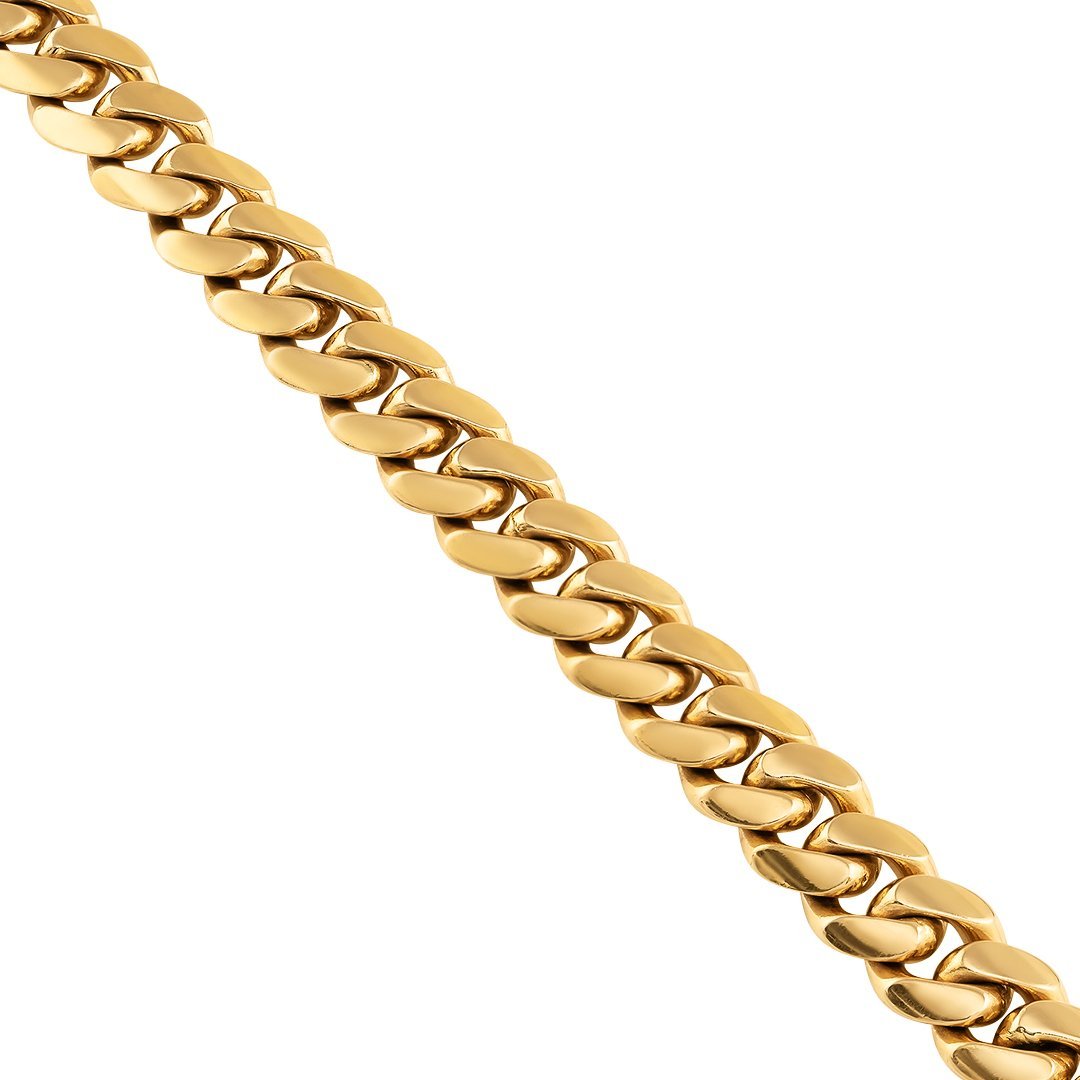 18k Yellow Gold Miami Cuban Link Chain 13 mm