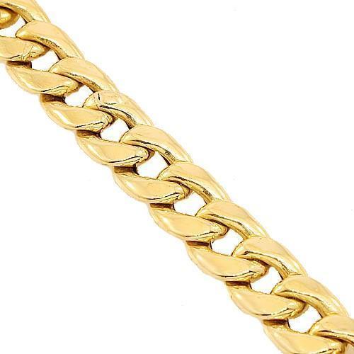 18K Yellow Solid Gold Cuban Chain 4 mm
