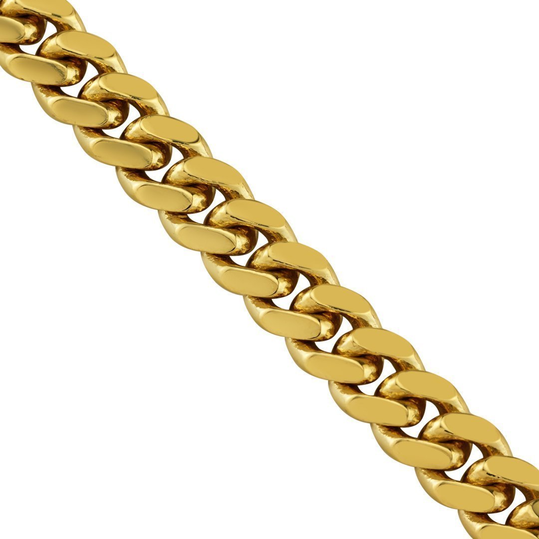 18K Yellow Solid Gold Cuban Solid Gold Chain 7 mm