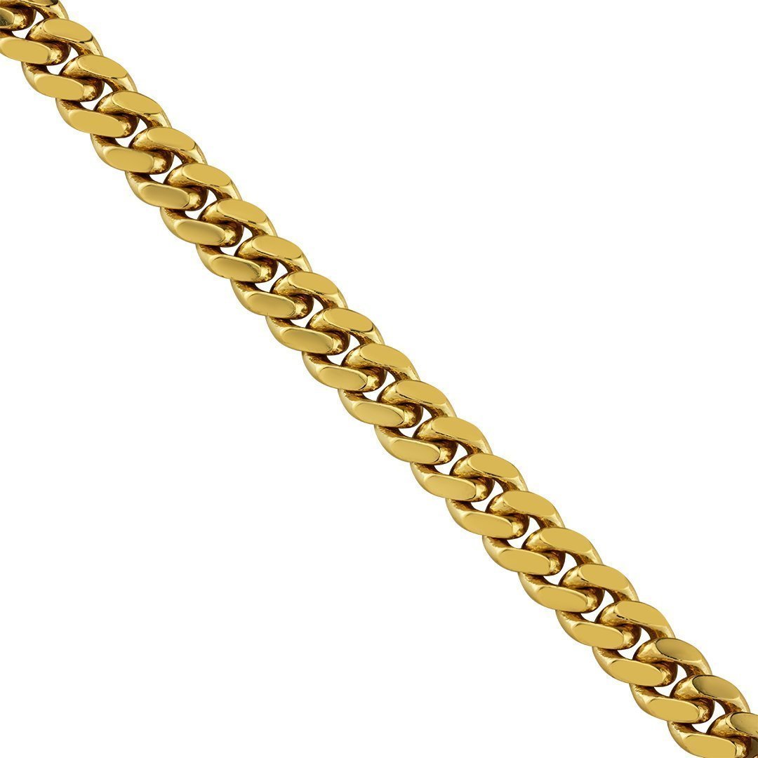 18K Yellow Solid Gold Cuban Solid Gold Chain 7 mm