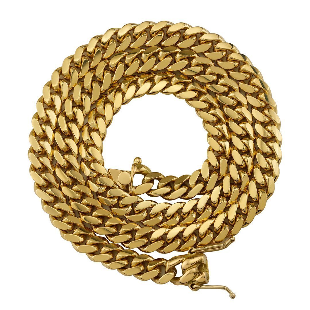 18K Yellow Solid Gold Cuban Solid Gold Chain 7 mm