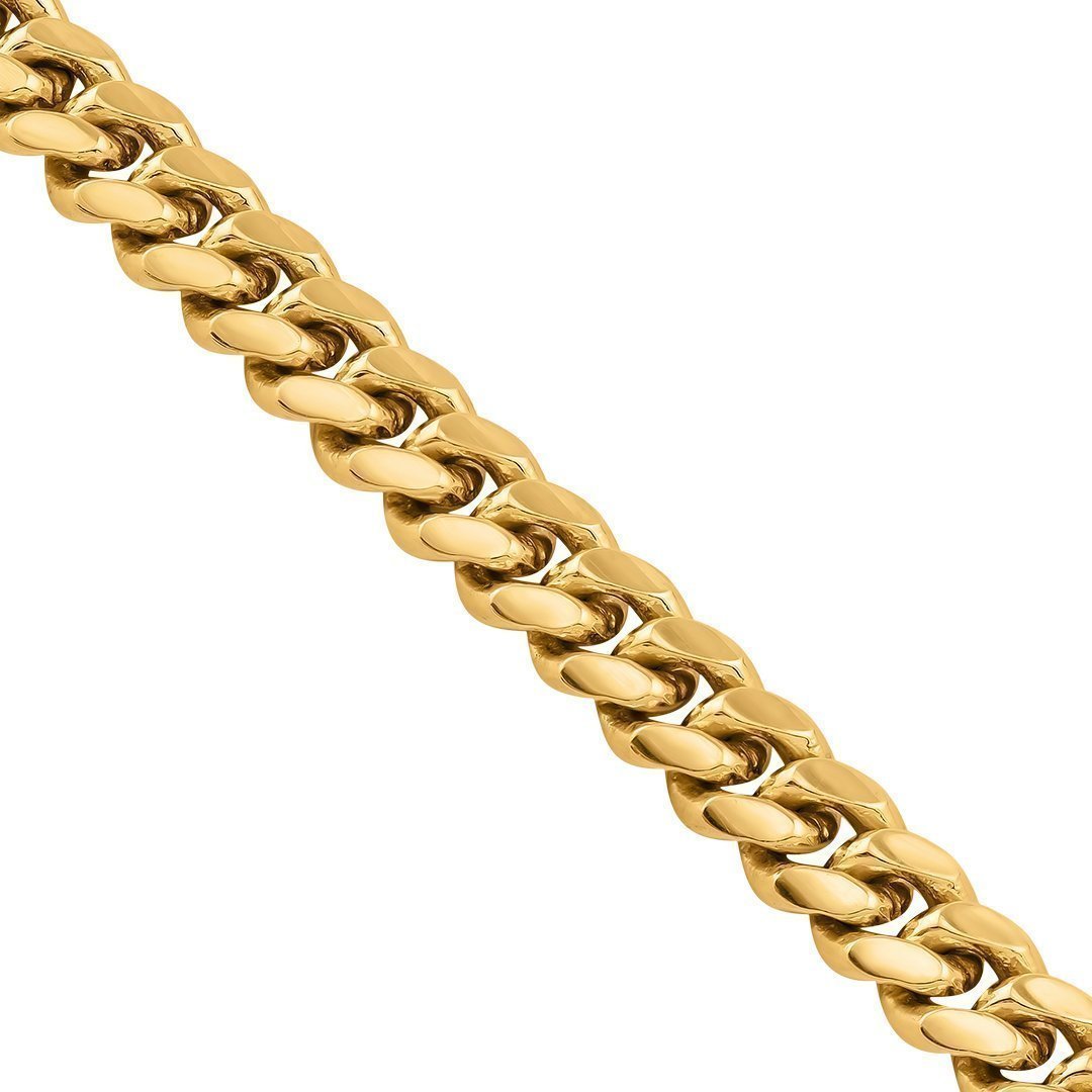 18K Yellow Solid Gold Mens Cuban Chain 5 mm