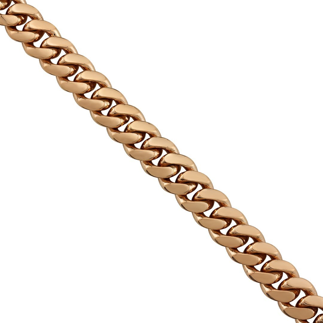 Cuban Link Chain in 14k Rose Gold 10.5 mm