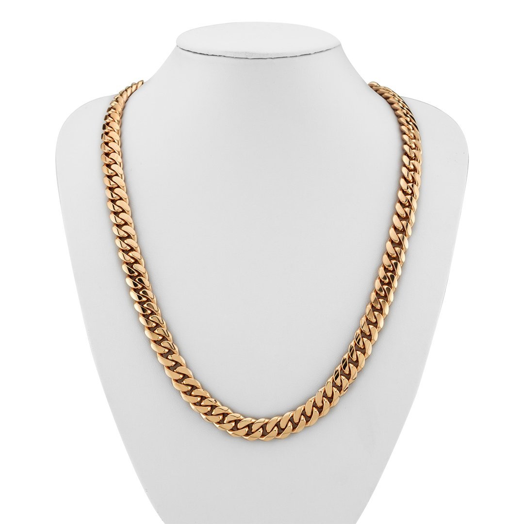 Cuban Link Chain in 14k Rose Gold 10.5 mm