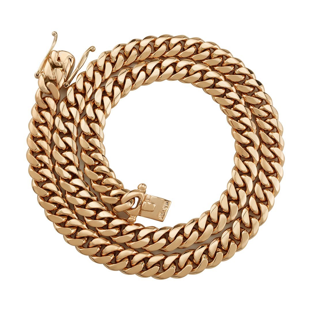 Cuban Link Chain in 14k Rose Gold 10.5 mm