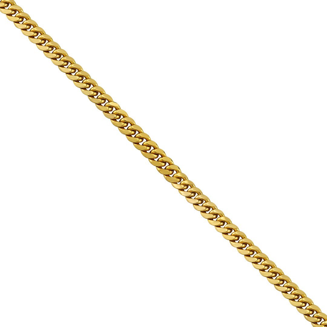 Cuban Link Chain in 14k Semi-Solid Yellow Gold 7.5 mm