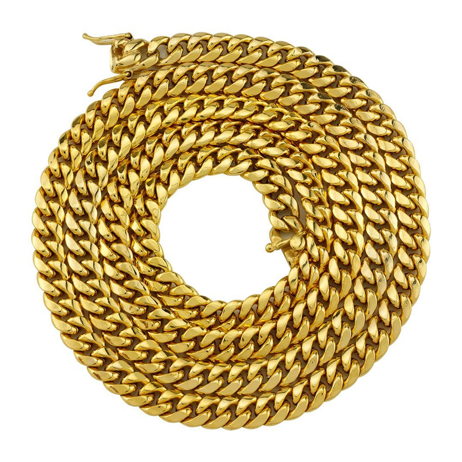 Cuban Link Chain in 14k Semi-Solid Yellow Gold 7.5 mm