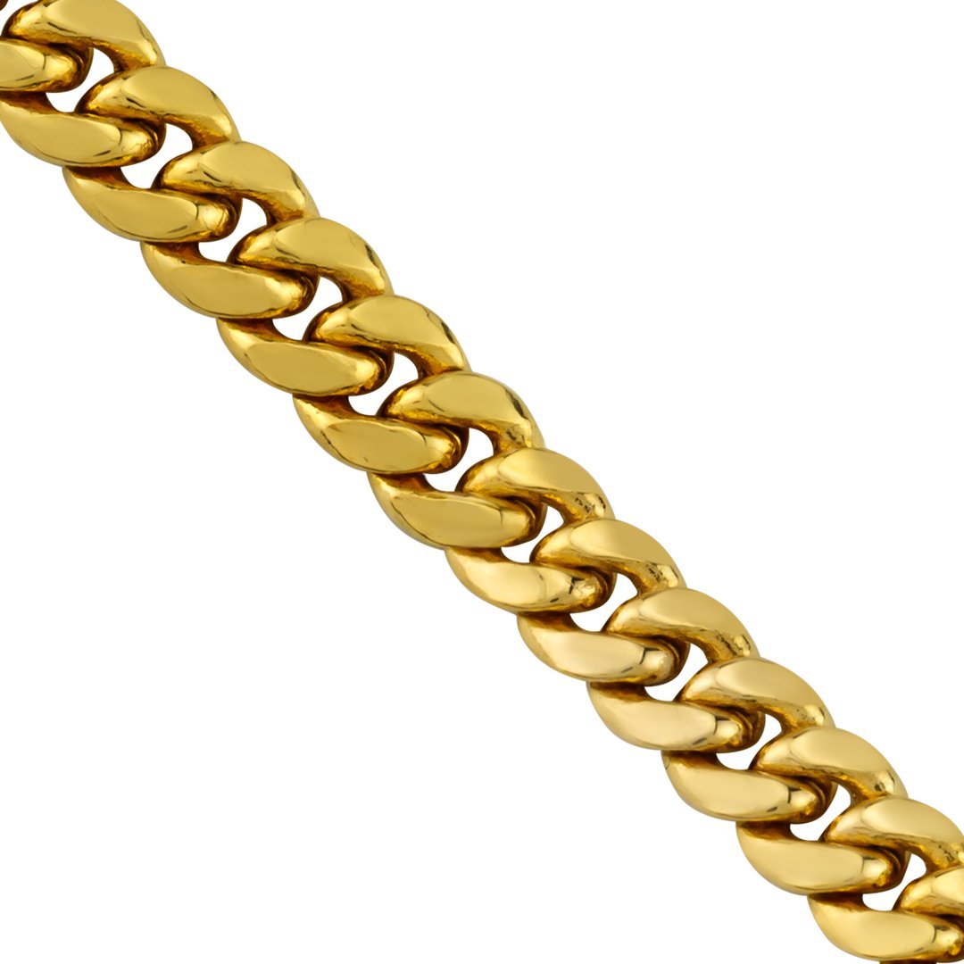 Cuban Link Chain in 14k Semi-Solid Yellow Gold 7.5 mm