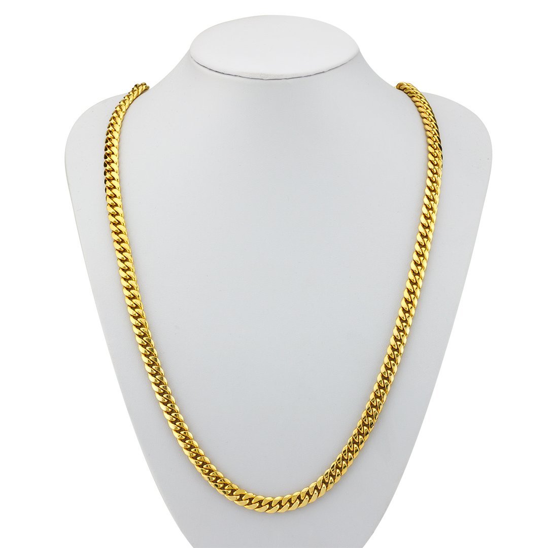 Cuban Link Chain in 14k Semi-Solid Yellow Gold 7.5 mm