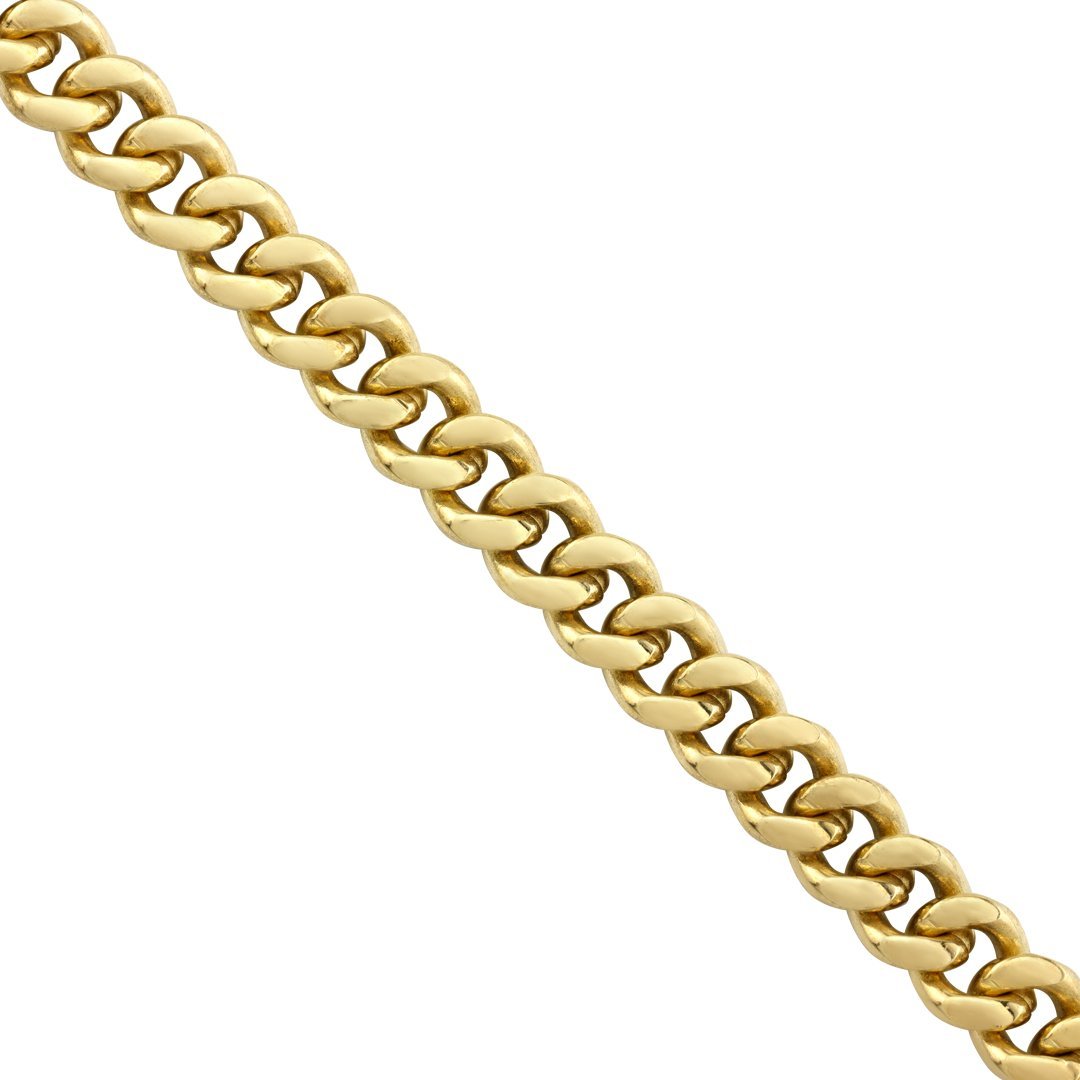 Mens Cuban Link Chain in 14k Yellow Solid Gold 4 mm