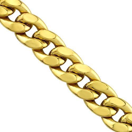 Mens Hollow Cuban Link Chain in 10k Gold 10mm