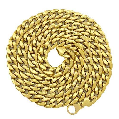 Mens Hollow Cuban Link Chain in 10k Gold 10mm