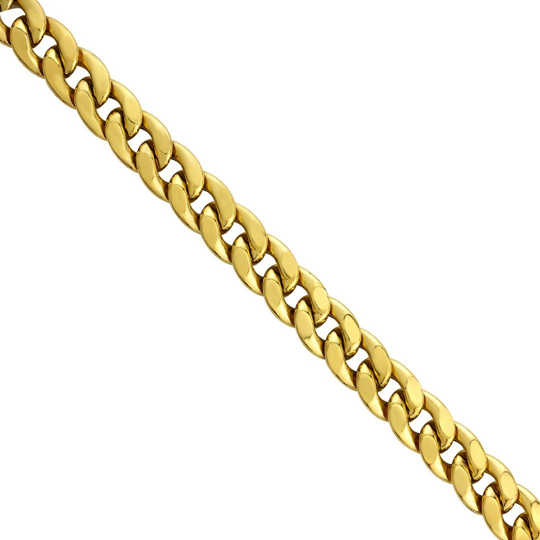 Mens Hollow Cuban Link Chain in 10k Gold 34 inches