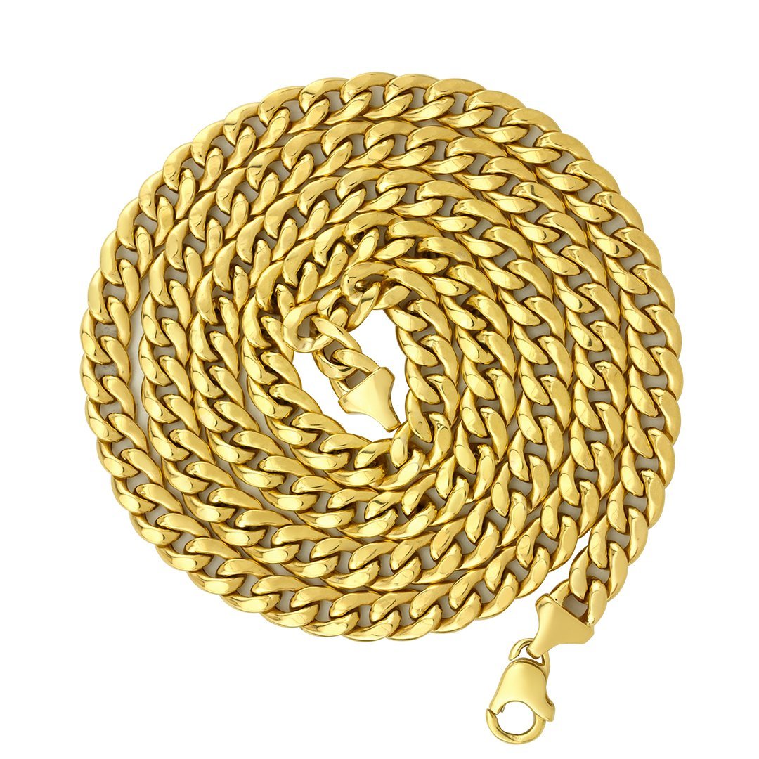 Mens Hollow Cuban Link Chain in 10k Gold 34 inches