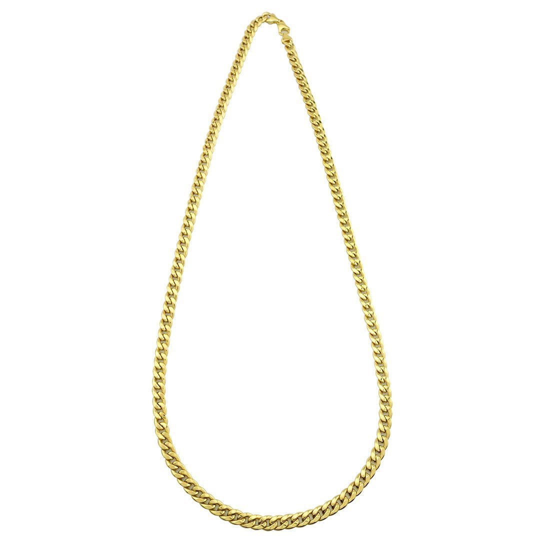 Mens Hollow Cuban Link Chain in 10k Gold 34 inches
