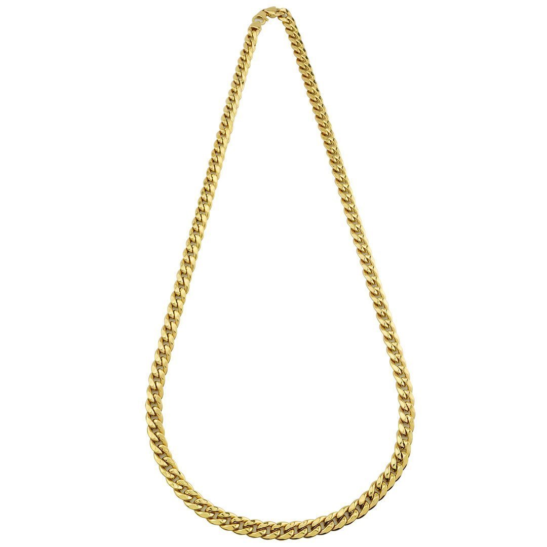 Mens Hollow Cuban Link Chain in 10k Yellow Gold 10 mm