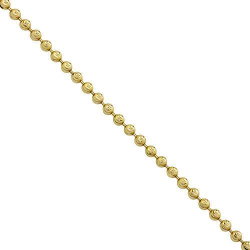14K Gold Moon Cut Ball Chain, Diamond Cut Bead Chain