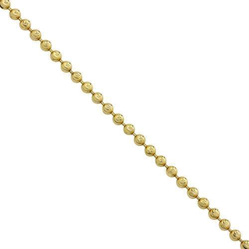 14k Yellow Gold Mens Moon Ball Bead Chain 4 mm