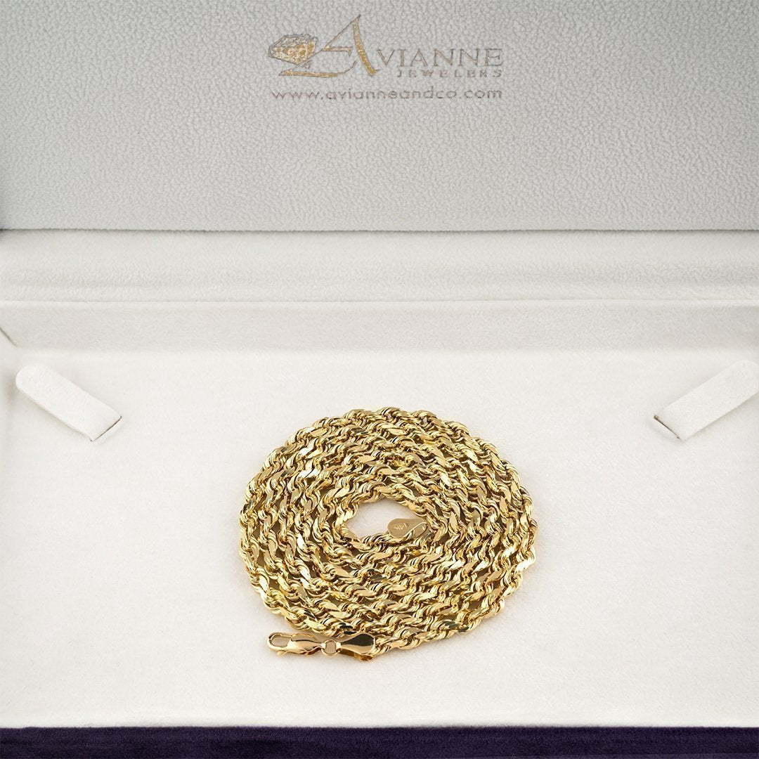 Rope Chain in 14k Yellow Gold 3 mm
